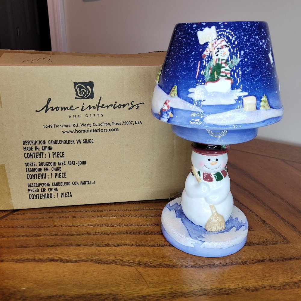 Home Interior Snowman Candle Holder with Topper